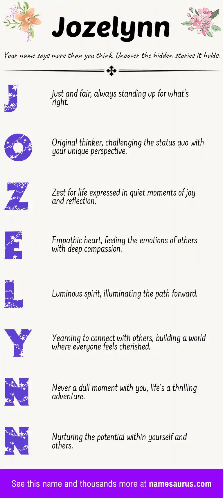 Acrostic poem about Jozelynn.