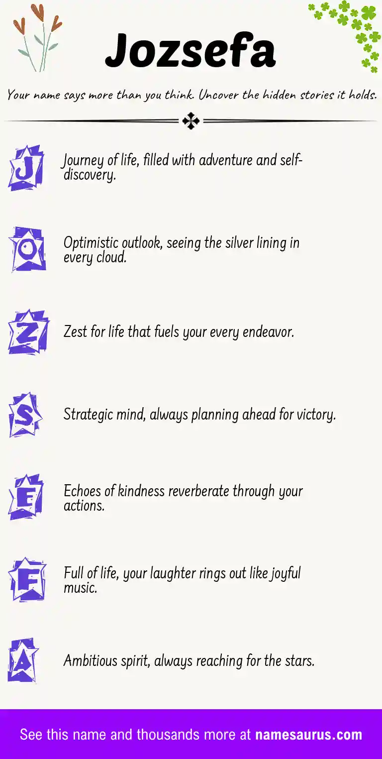 Acrostic poem about Jozsefa.