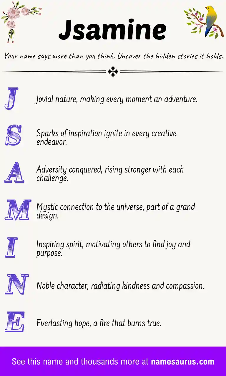 Acrostic poem about Jsamine.