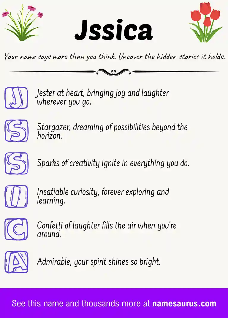 Acrostic poem about Jssica.