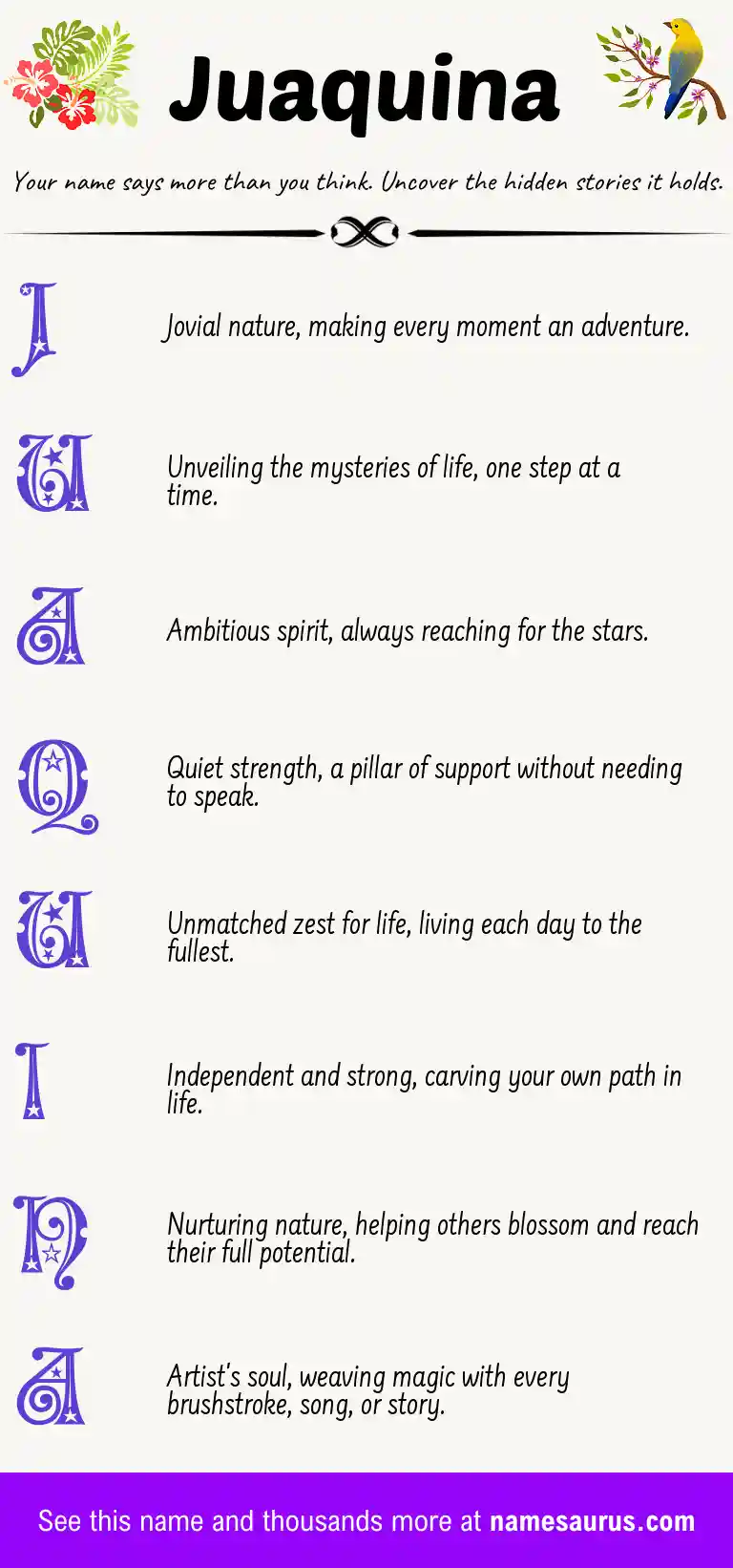 Acrostic poem about Juaquina.