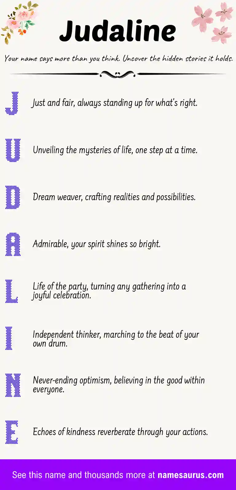 Acrostic poem about Judaline.