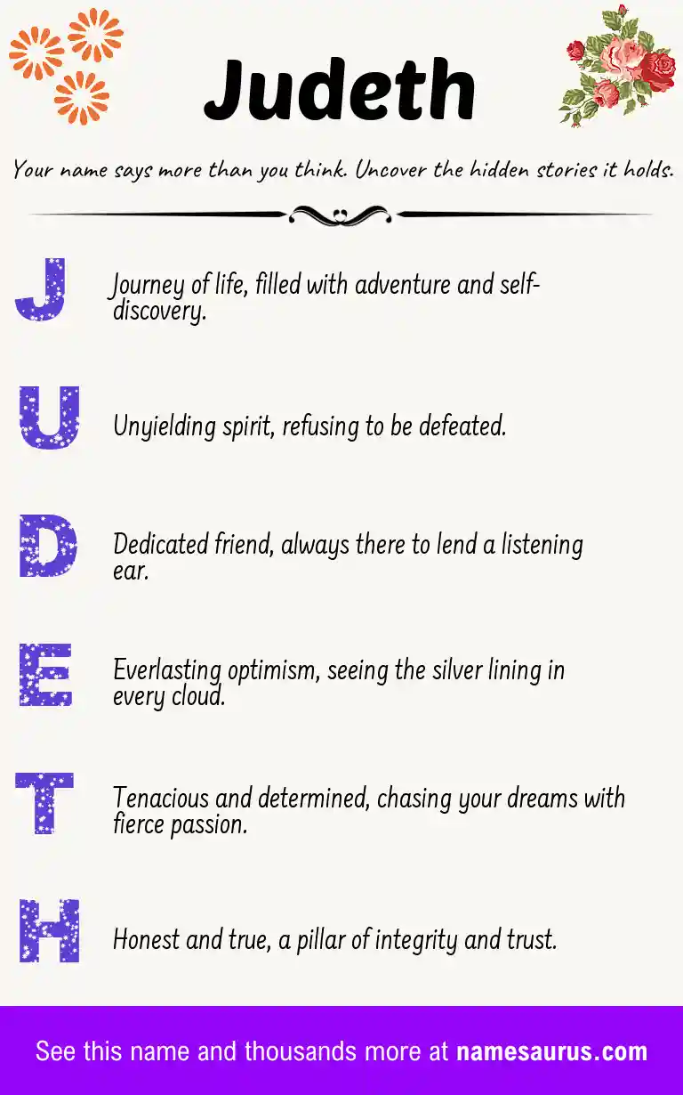 Acrostic poem about Judeth.