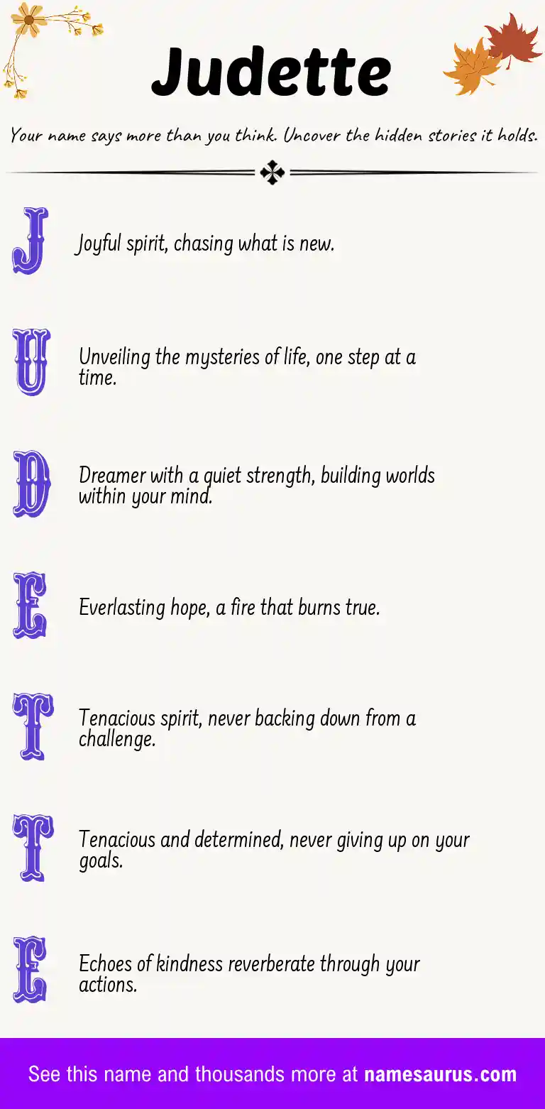 Acrostic poem about Judette.