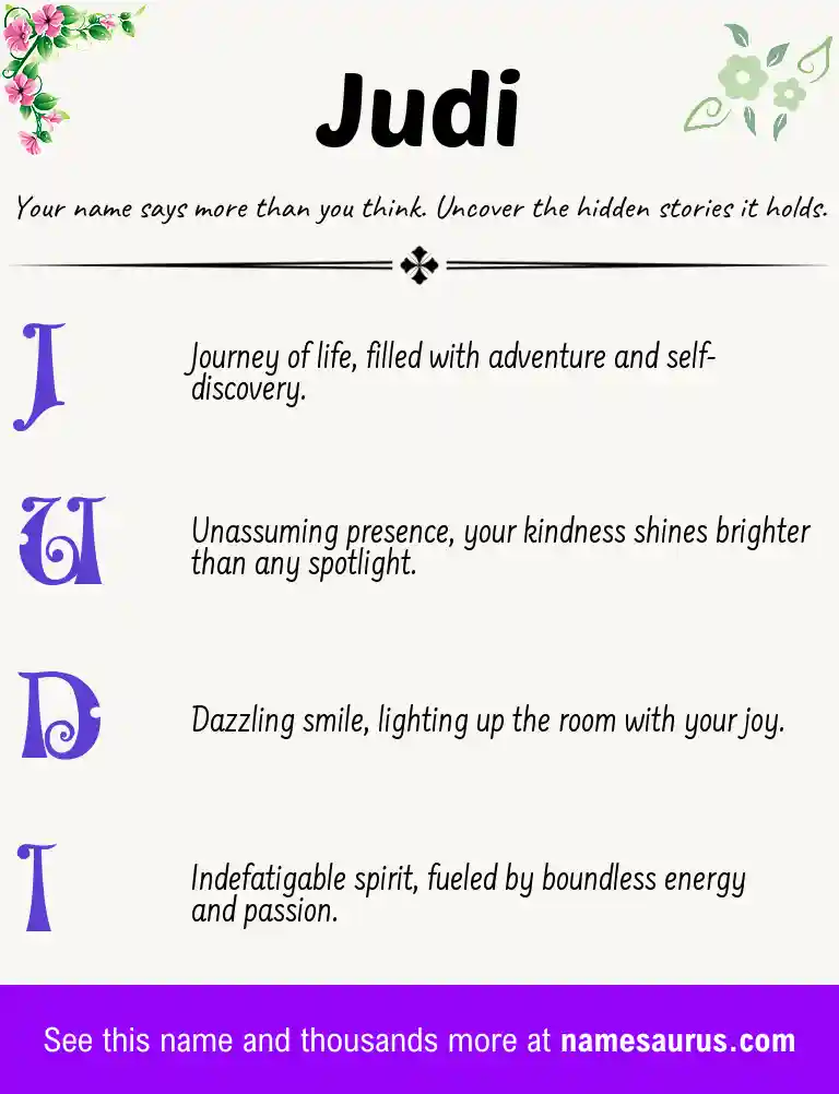 Acrostic poem about Judi.