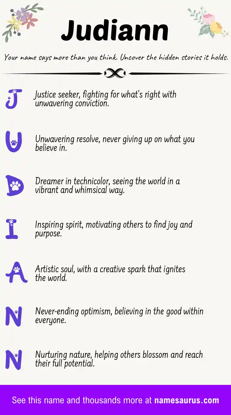 Acrostic poem about Judiann.