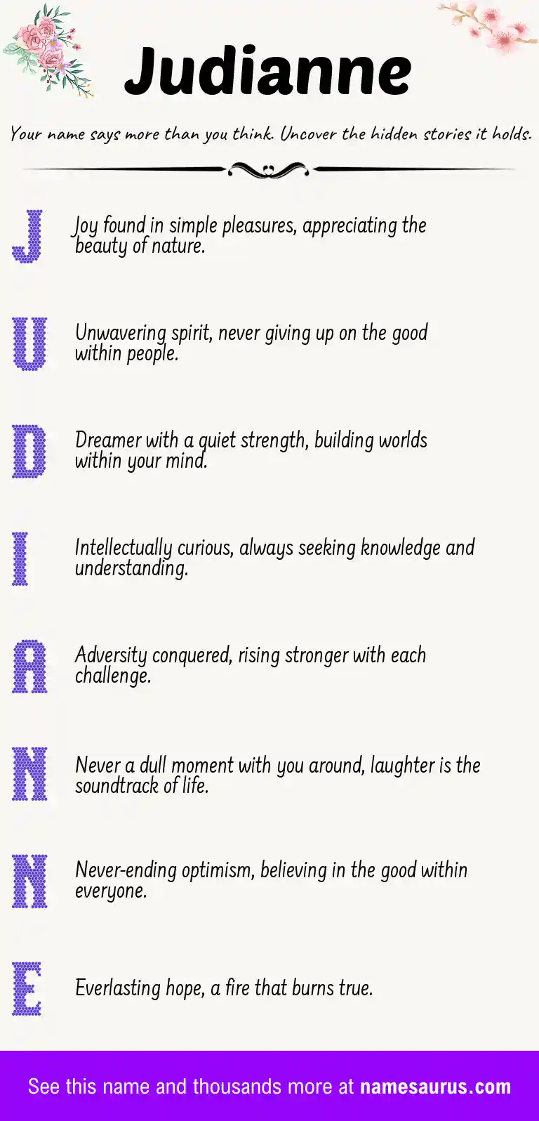 Acrostic poem about Judianne.