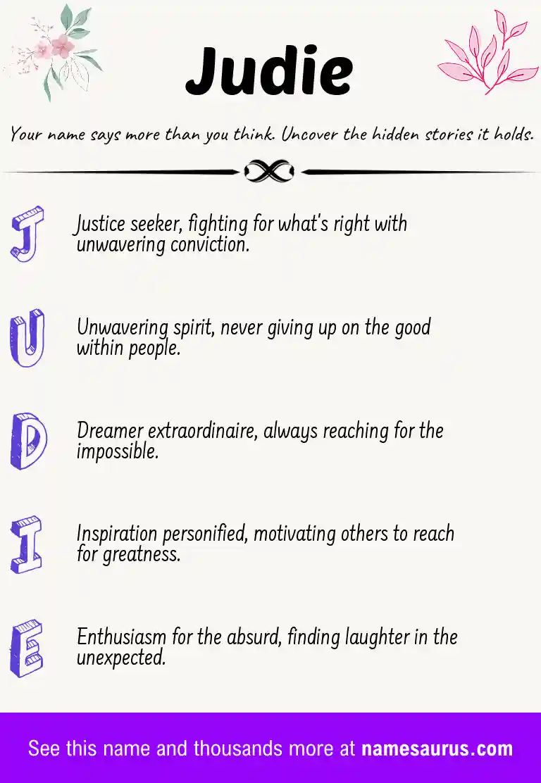 Acrostic poem about Judie.
