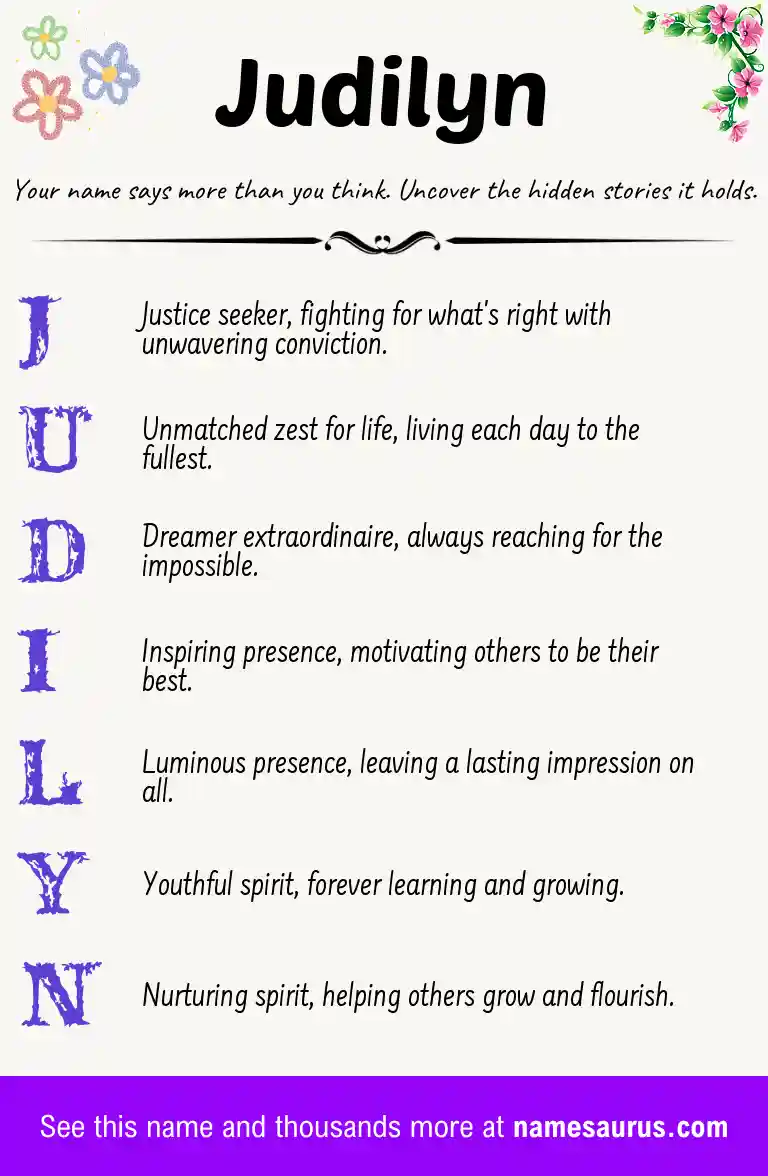 Acrostic poem about Judilyn.