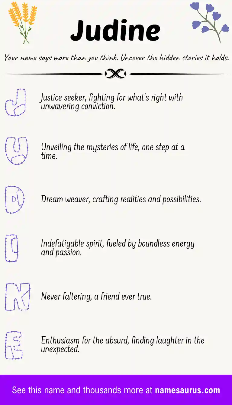 Acrostic poem about Judine.