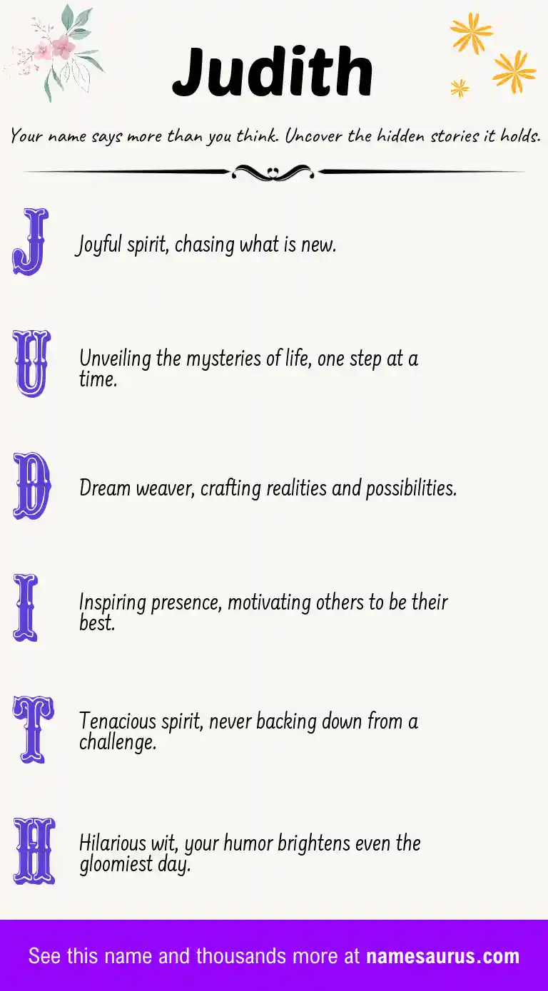 Acrostic poem about Judith.