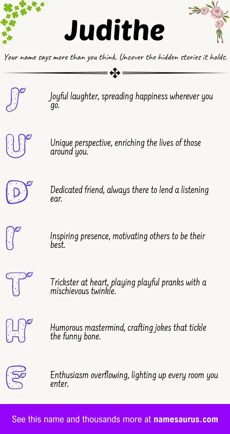 Acrostic poem about Judithe.