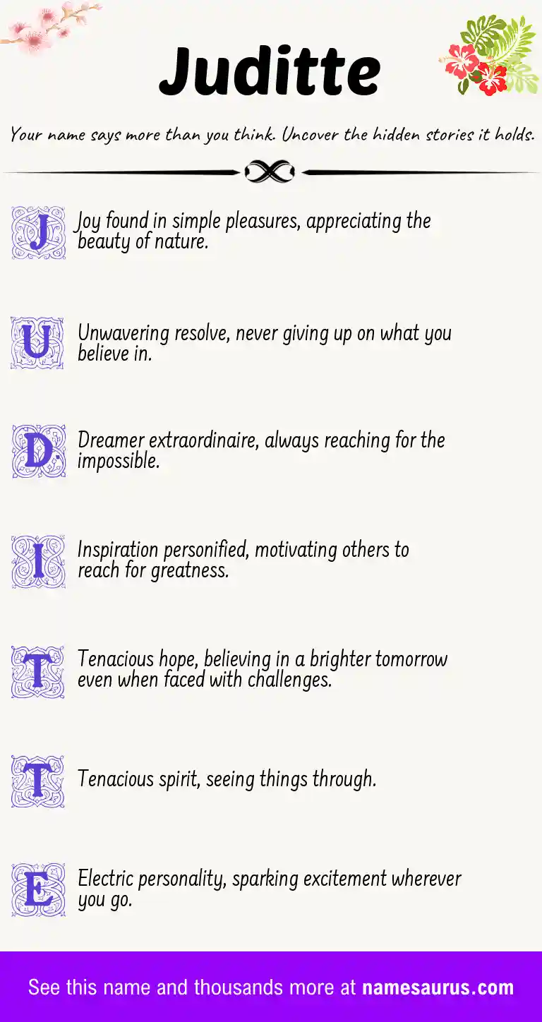 Acrostic poem about Juditte.