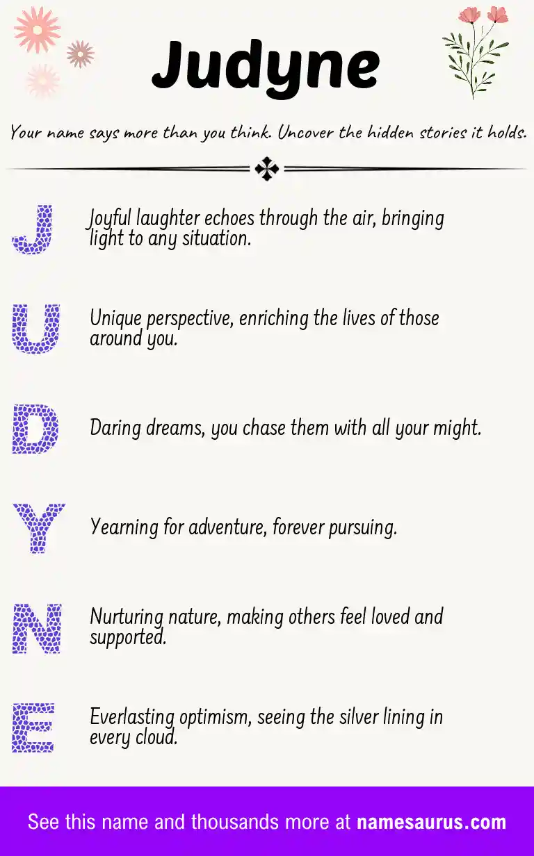 Acrostic poem about Judyne.