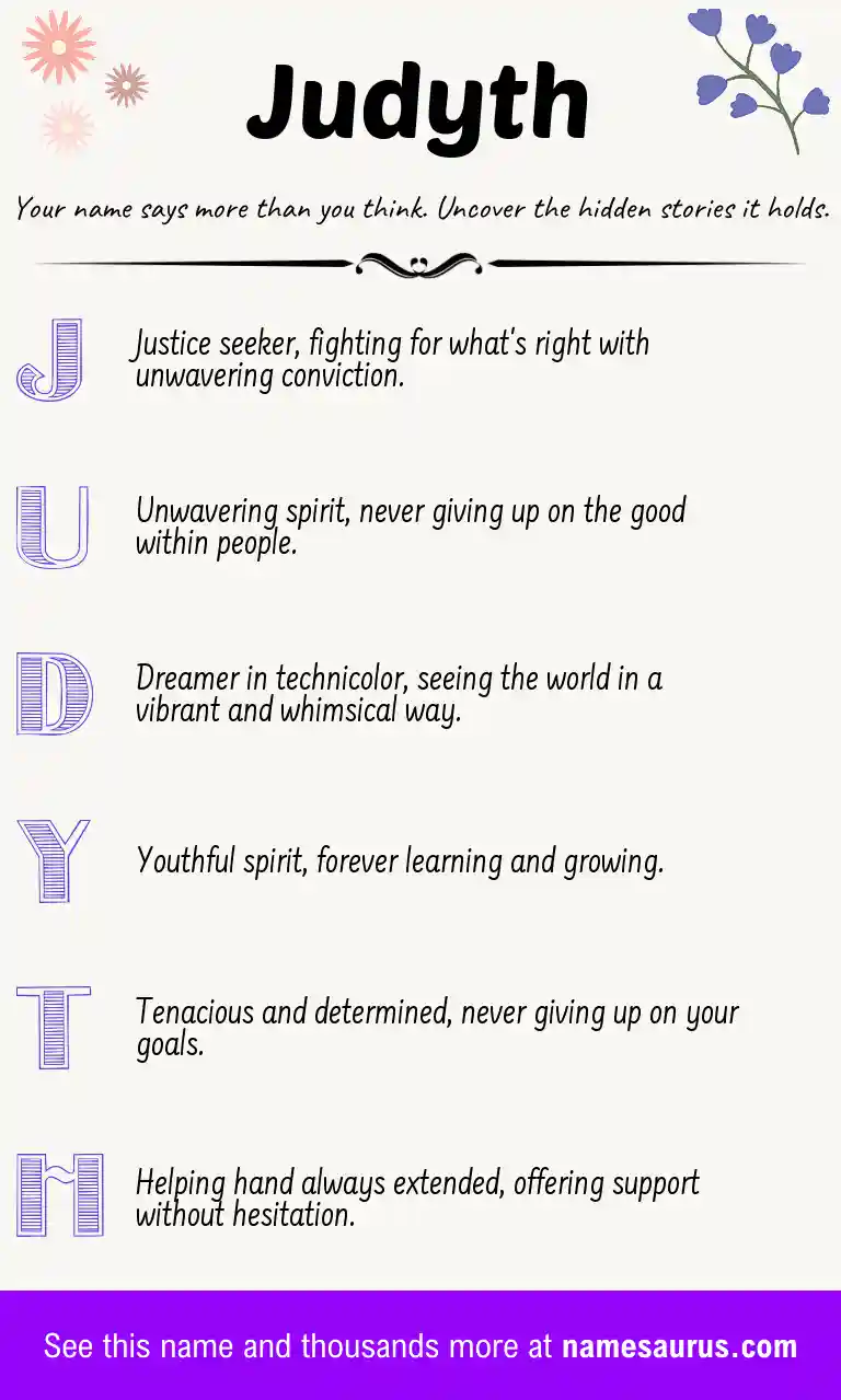 Acrostic poem about Judyth.