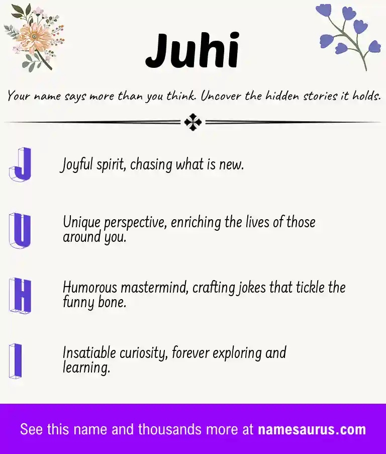 Acrostic poem about Juhi.