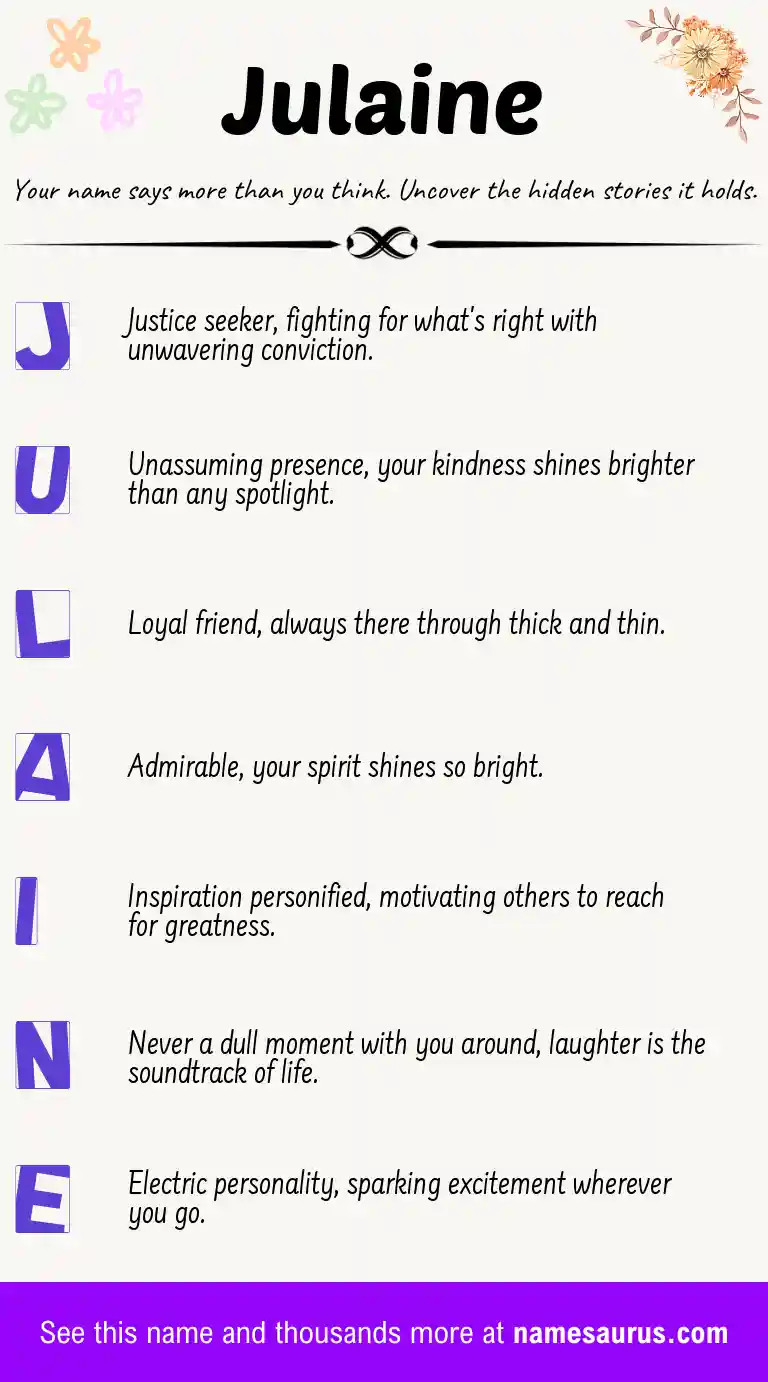 Acrostic poem about Julaine.