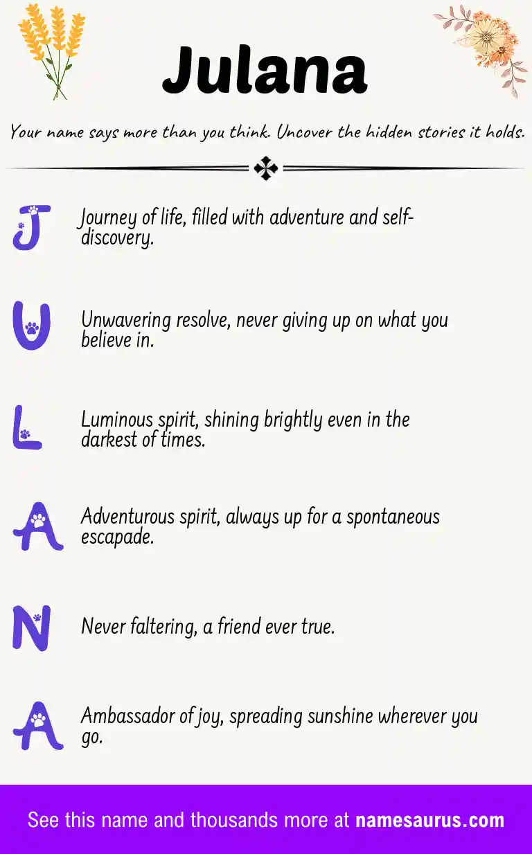 Acrostic poem about Julana.