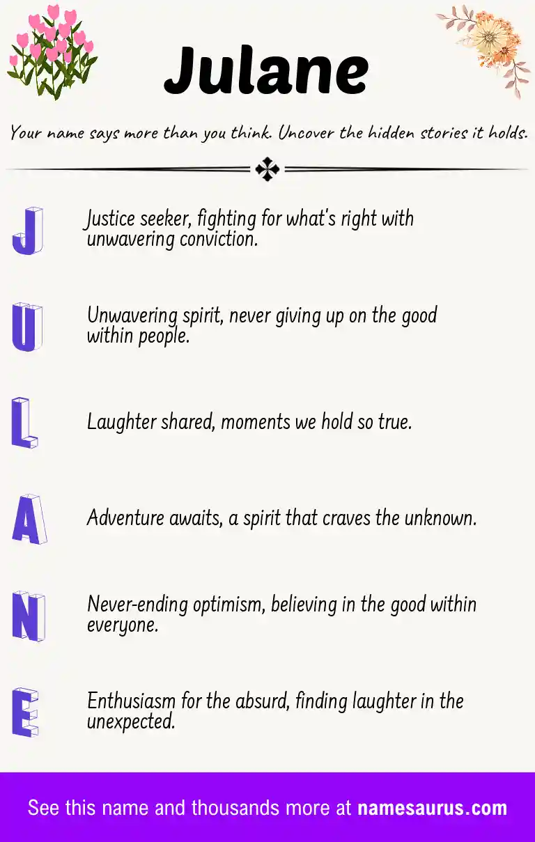 Acrostic poem about Julane.