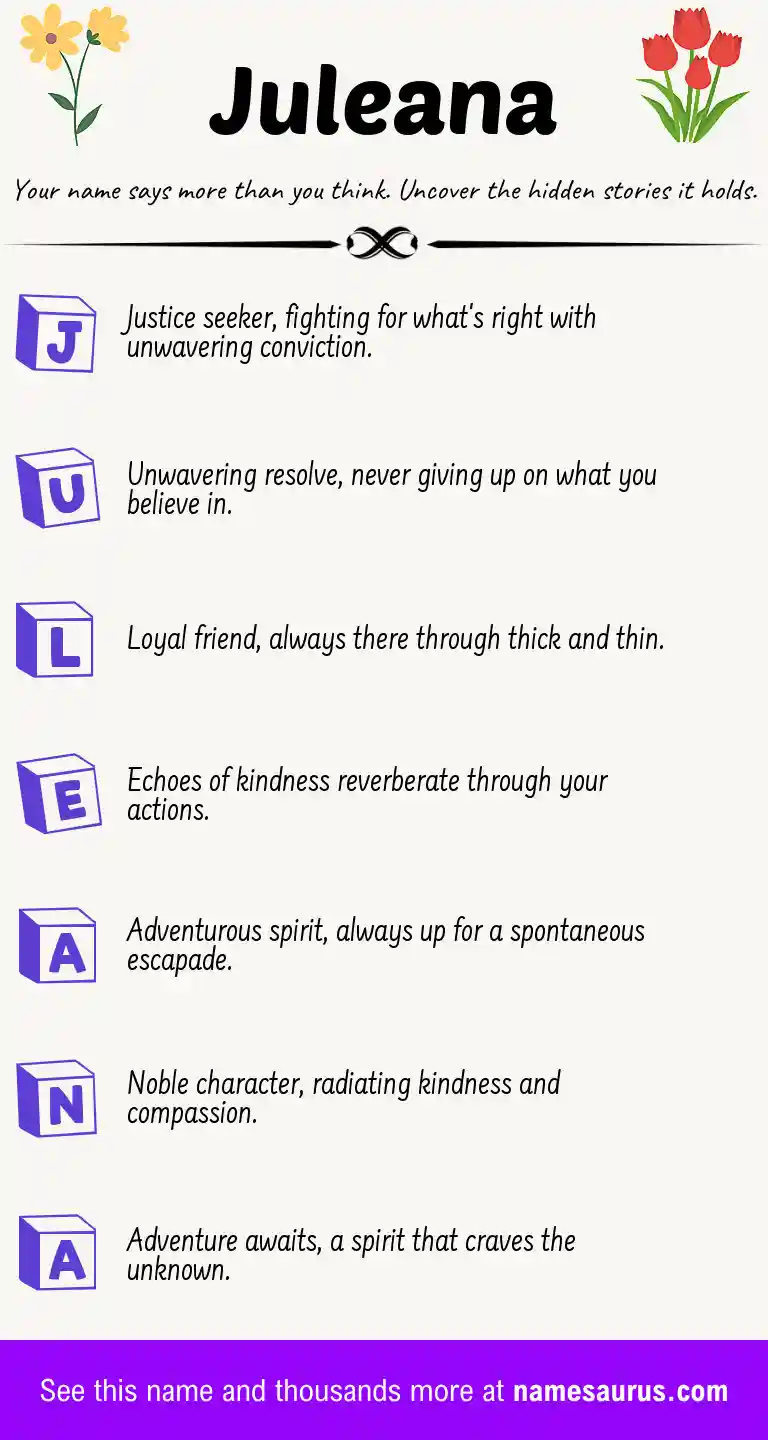 Acrostic poem about Juleana.