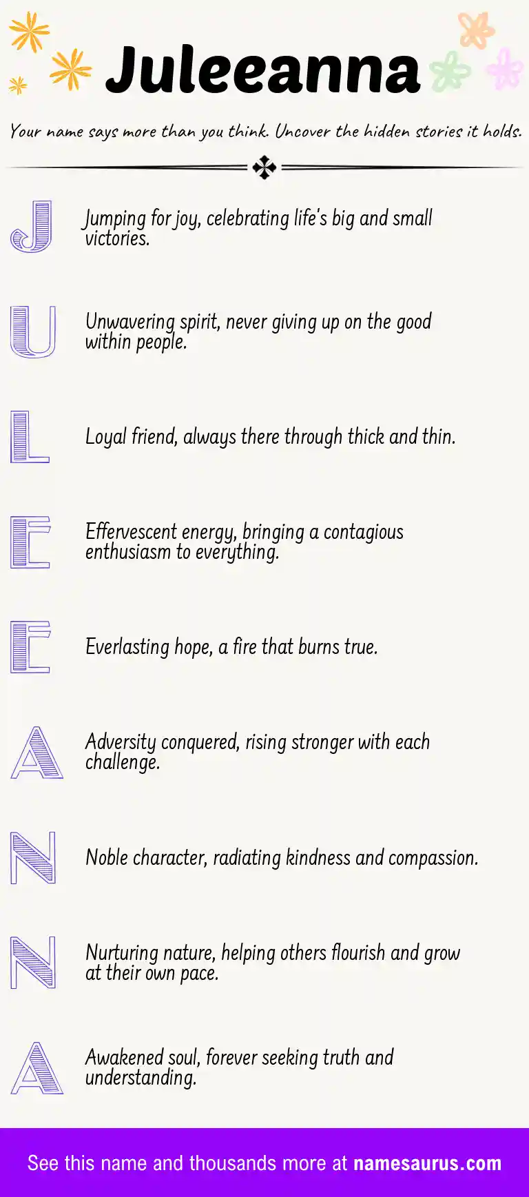 Acrostic poem about Juleeanna.