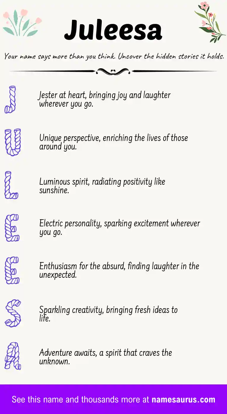 Acrostic poem about Juleesa.