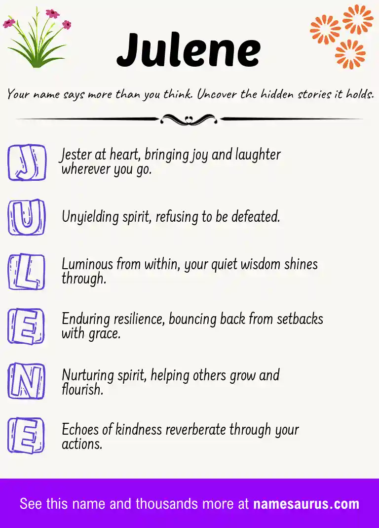 Acrostic poem about Julene.