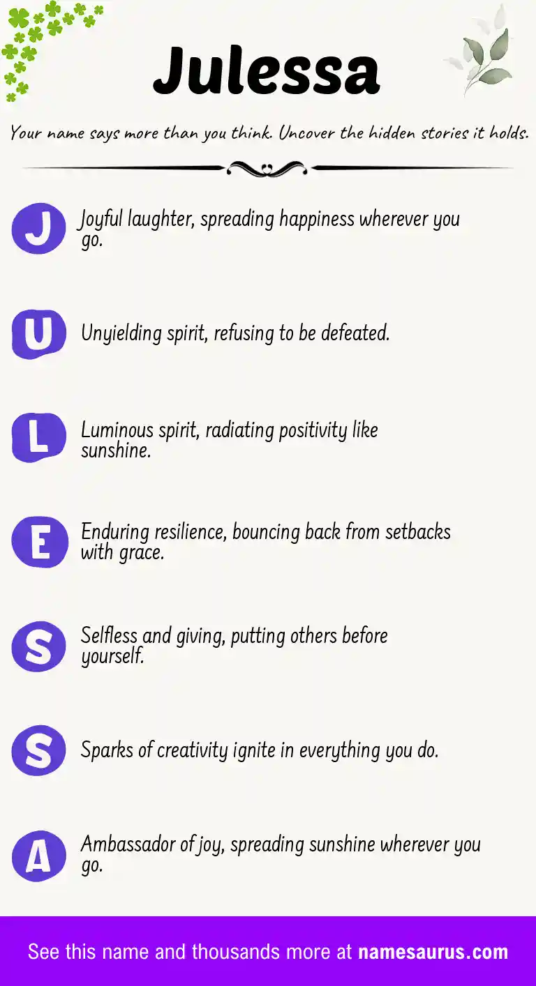 Acrostic poem about Julessa.