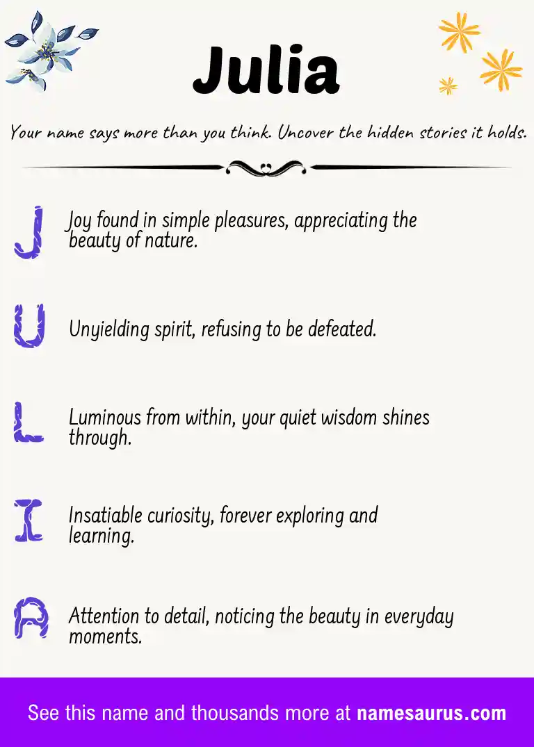 Acrostic poem about Julia.