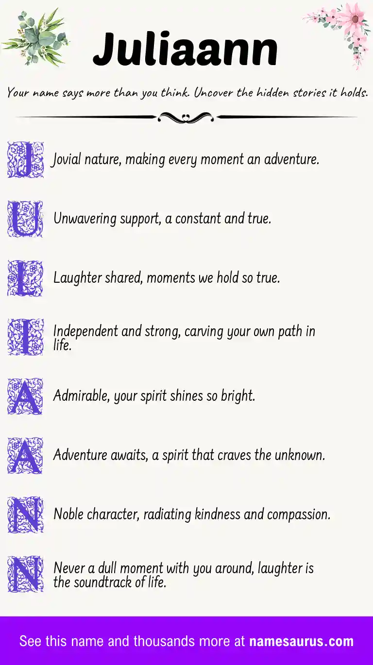 Acrostic poem about Juliaann.