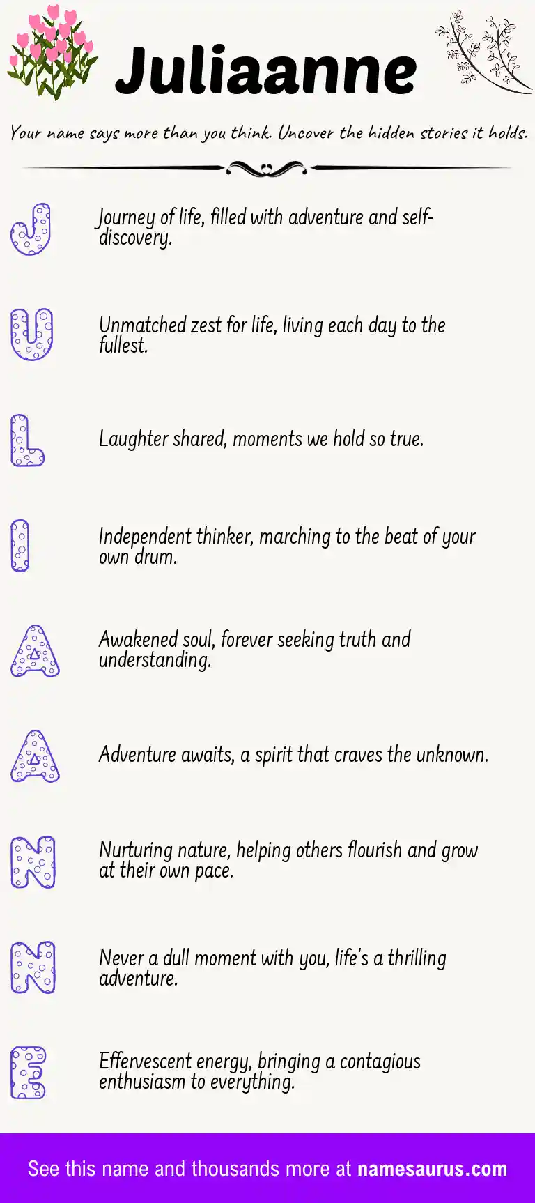 Acrostic poem about Juliaanne.