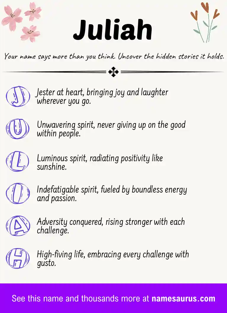 Acrostic poem about Juliah.