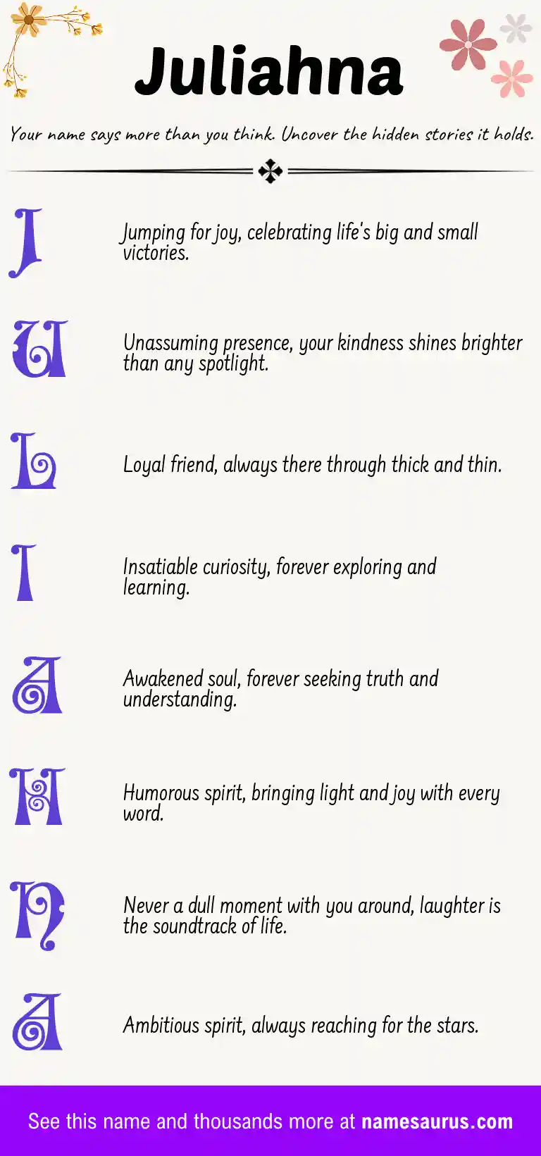 Acrostic poem about Juliahna.