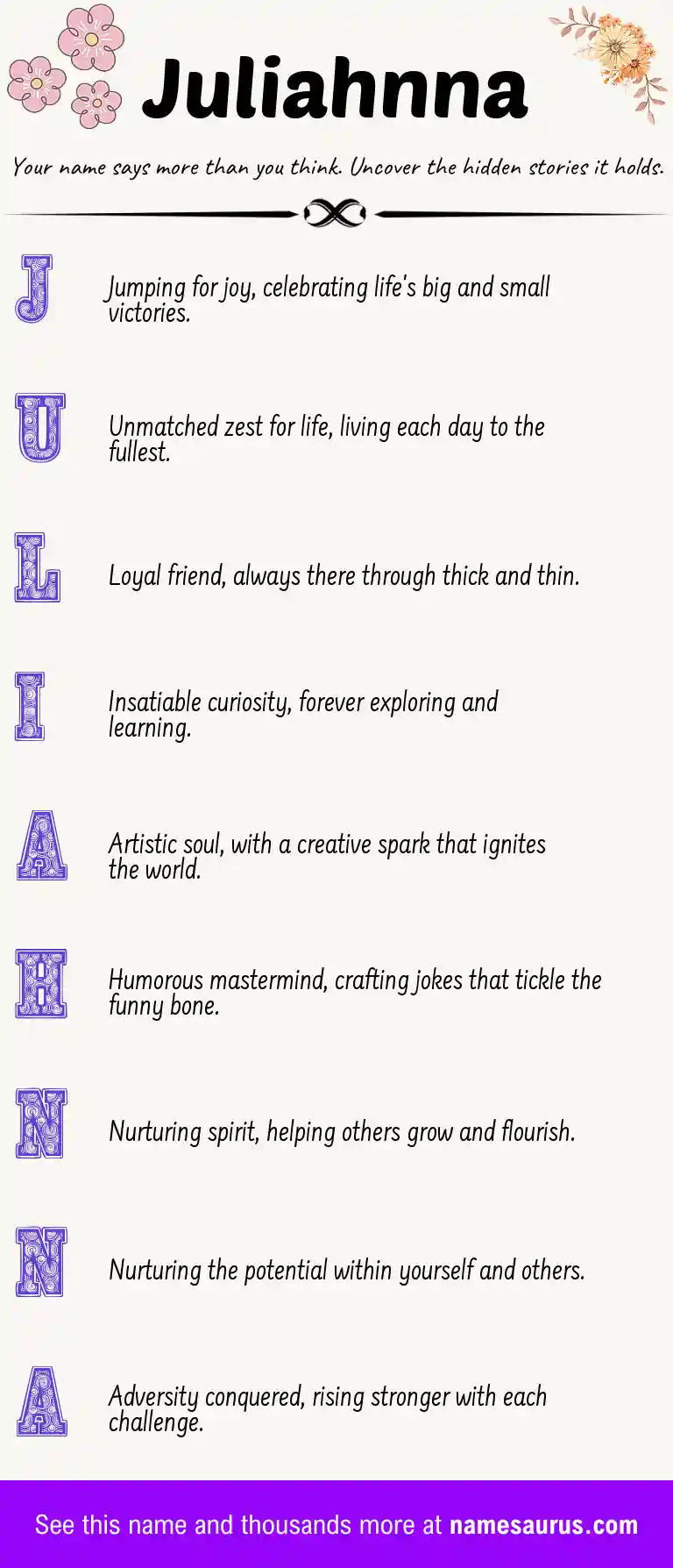 Acrostic poem about Juliahnna.