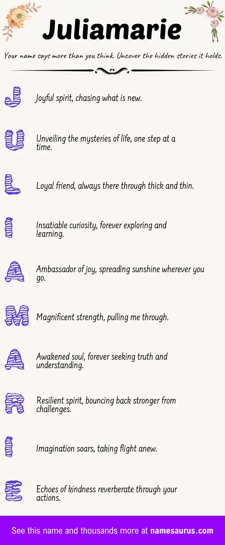 Acrostic poem about Juliamarie.