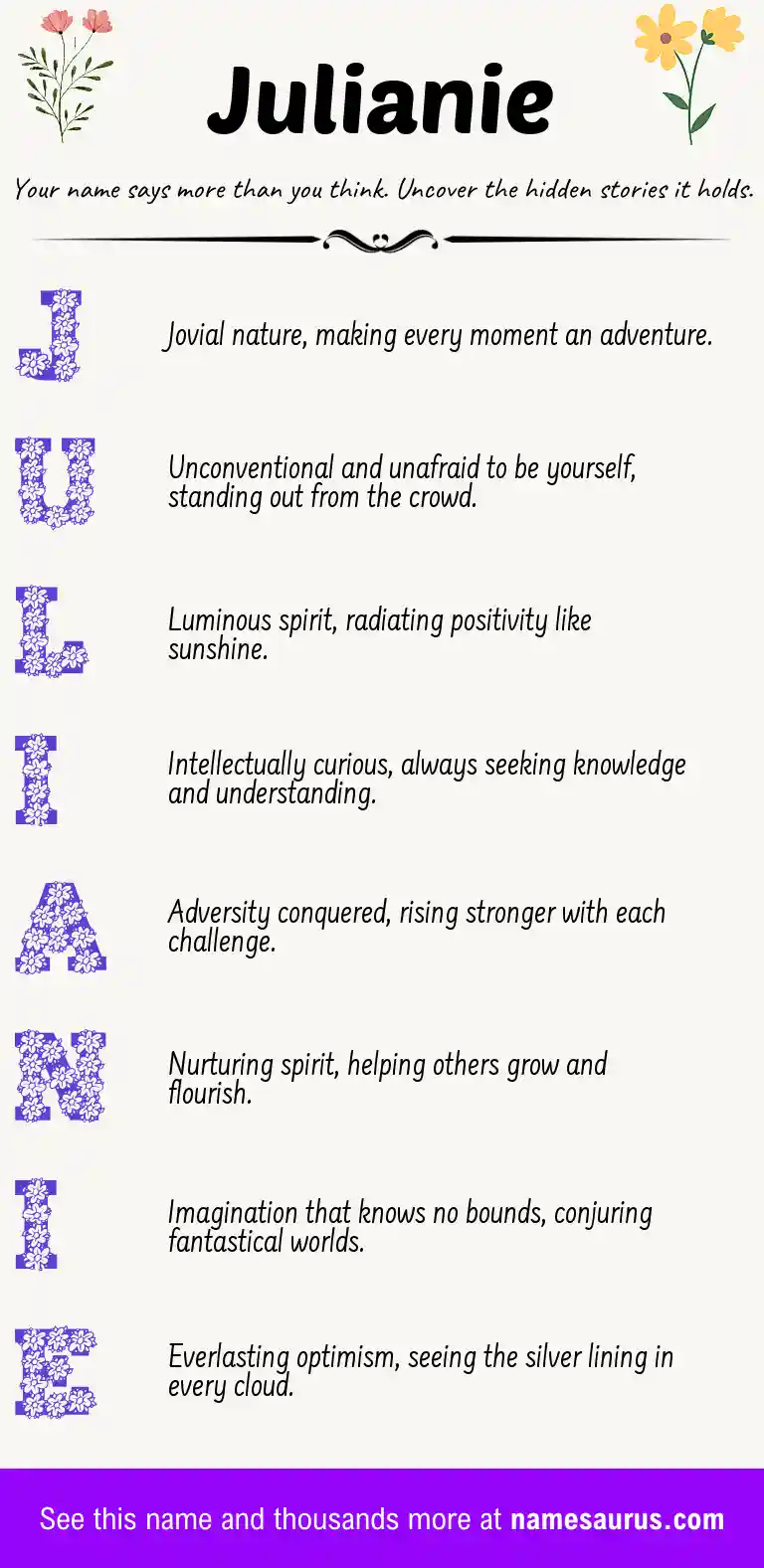 Acrostic poem about Julianie.