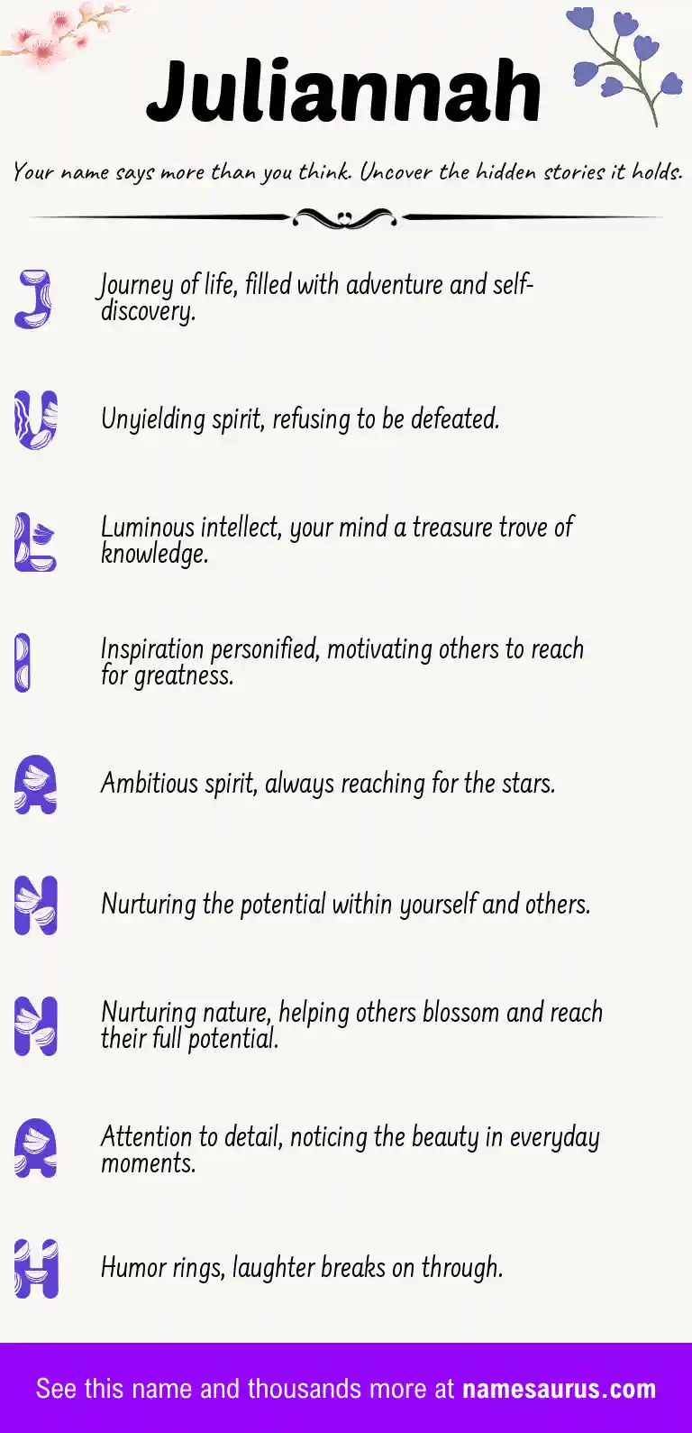 Acrostic poem about Juliannah.