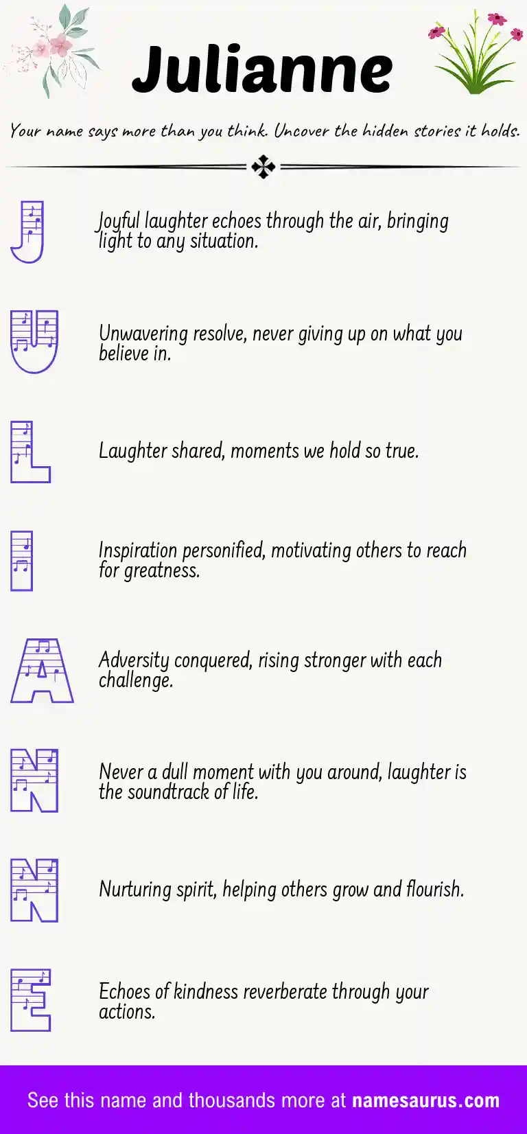 Acrostic poem about Julianne.
