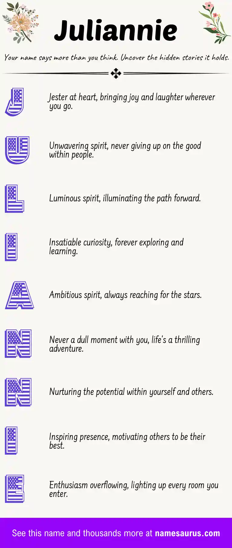 Acrostic poem about Juliannie.