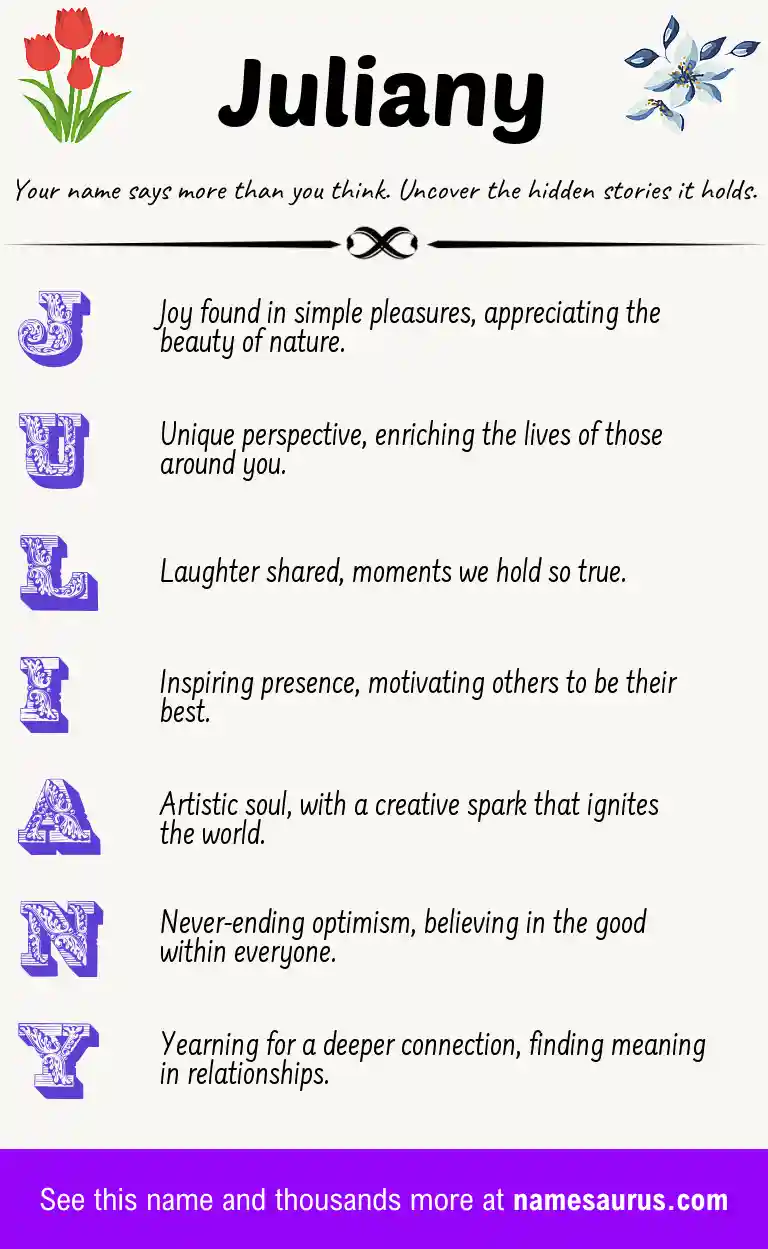 Acrostic poem about Juliany.