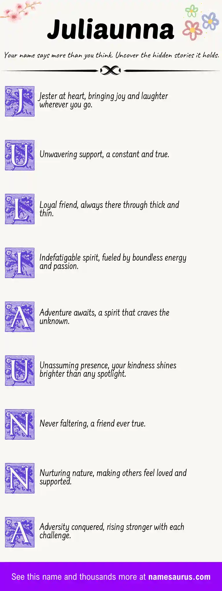 Acrostic poem about Juliaunna.