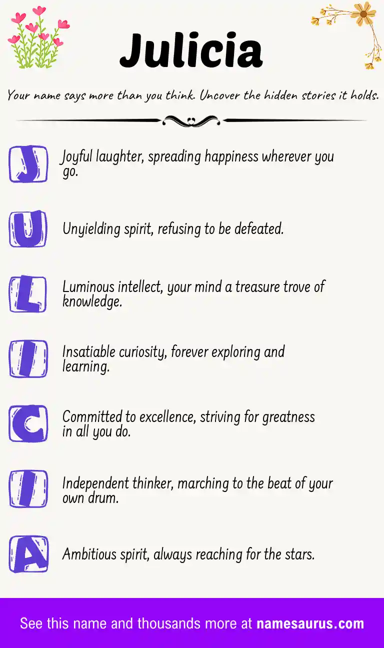 Acrostic poem about Julicia.