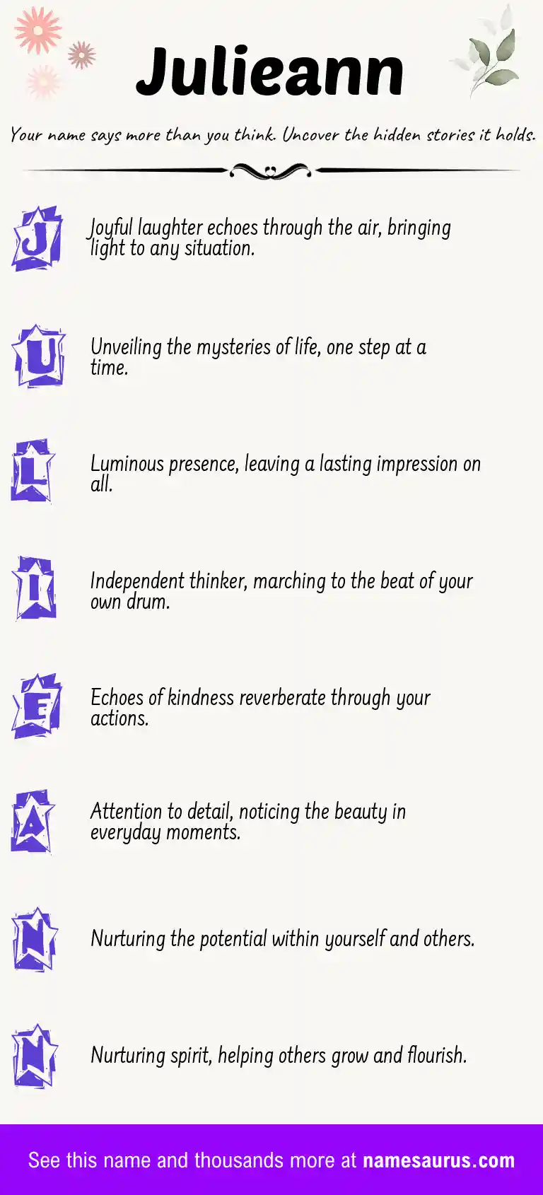 Acrostic poem about Julieann.
