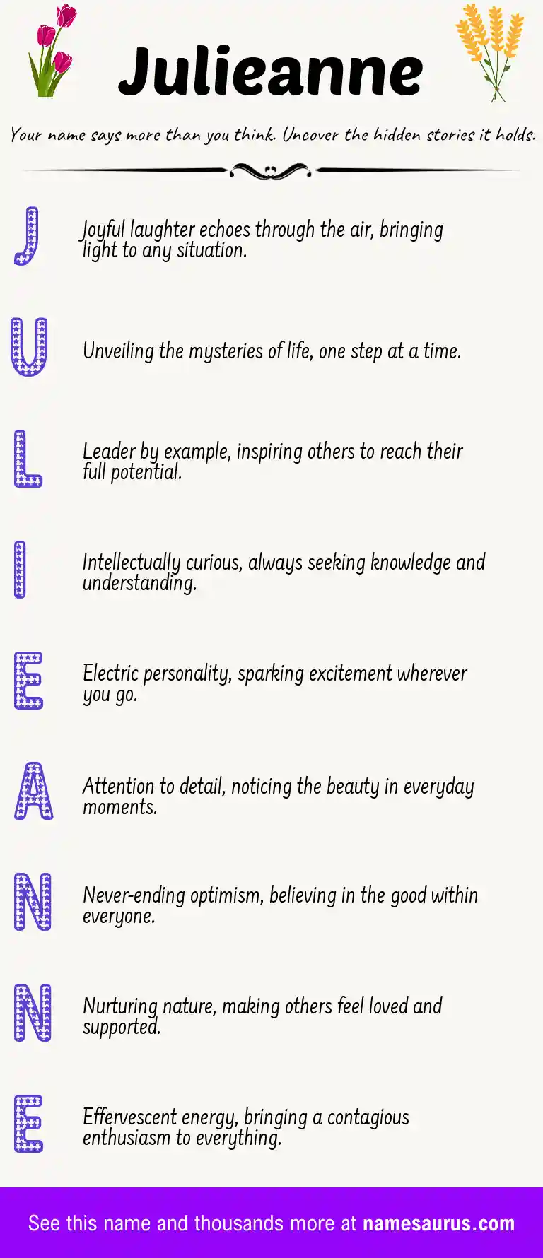 Acrostic poem about Julieanne.