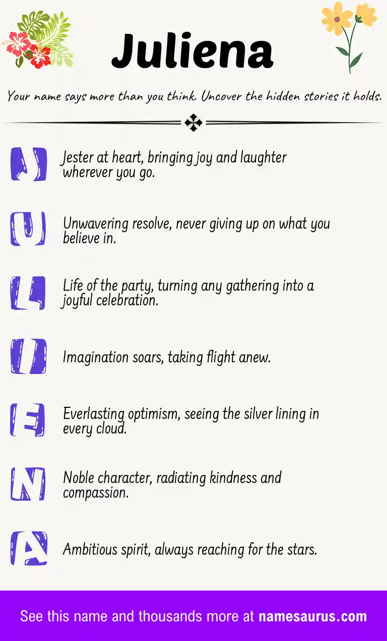 Acrostic poem about Juliena.