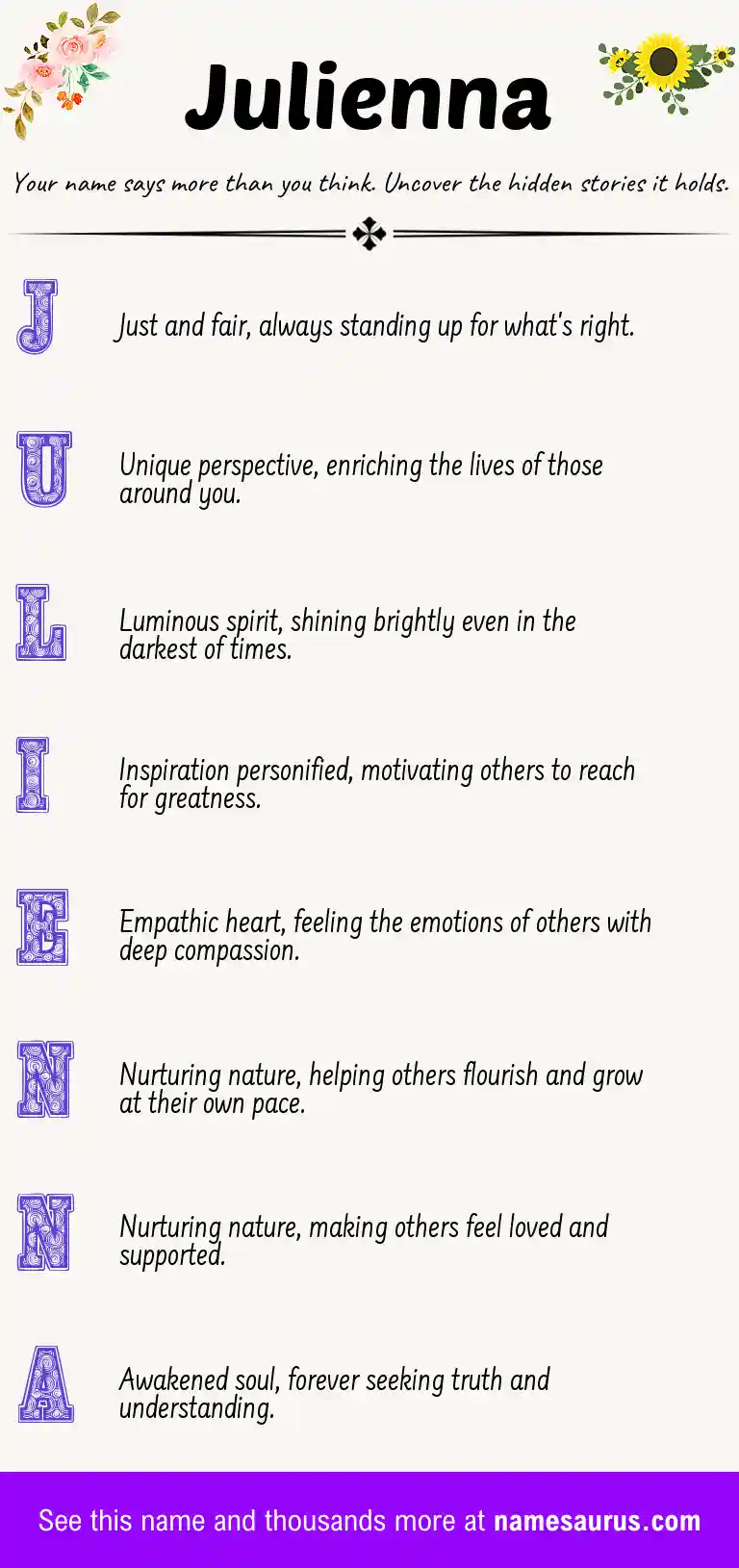 Acrostic poem about Julienna.