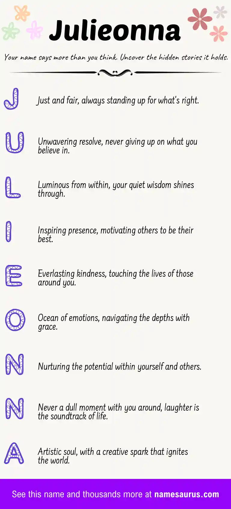 Acrostic poem about Julieonna.
