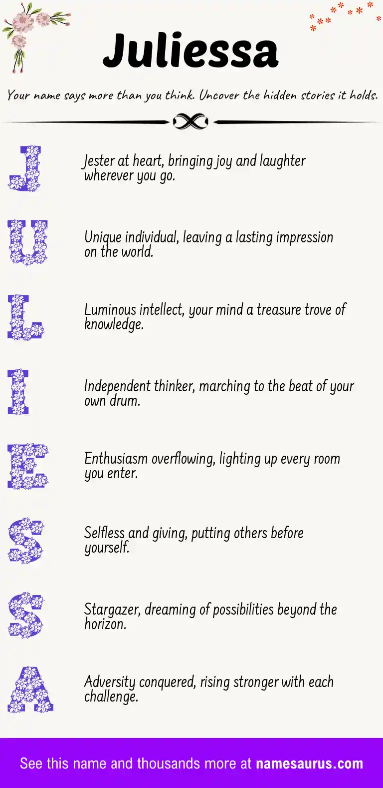Acrostic poem about Juliessa.