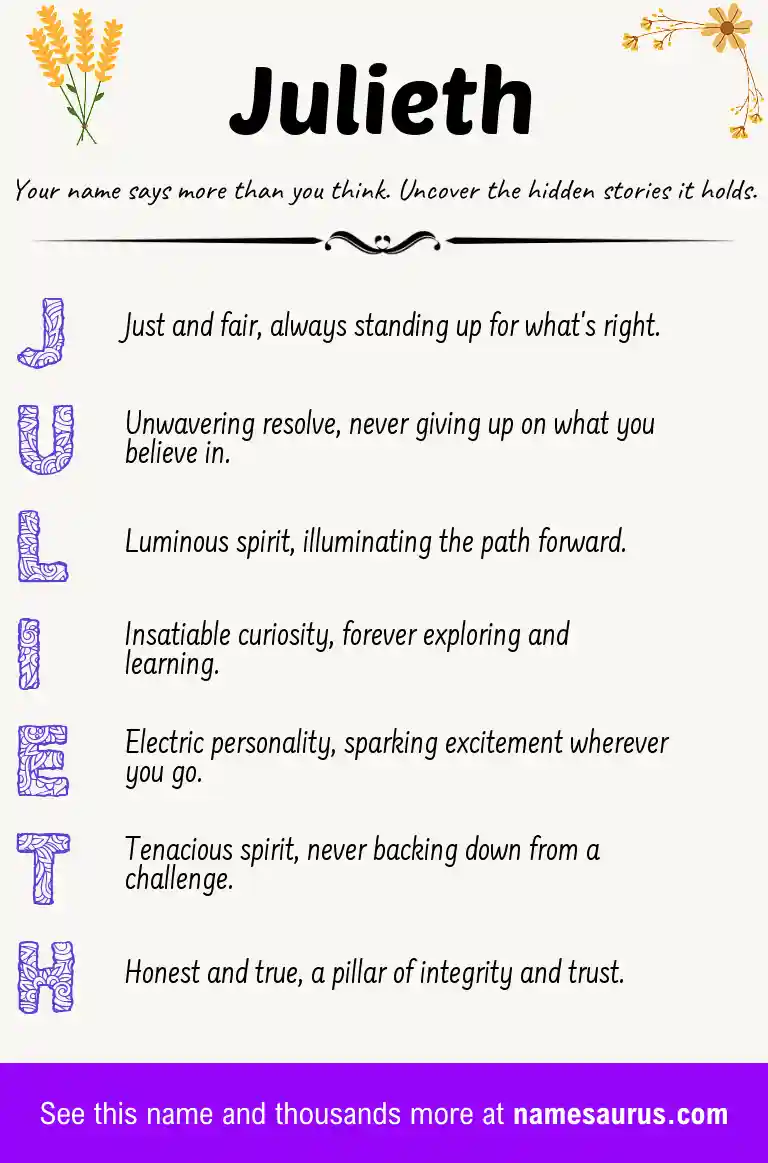 Acrostic poem about Julieth.