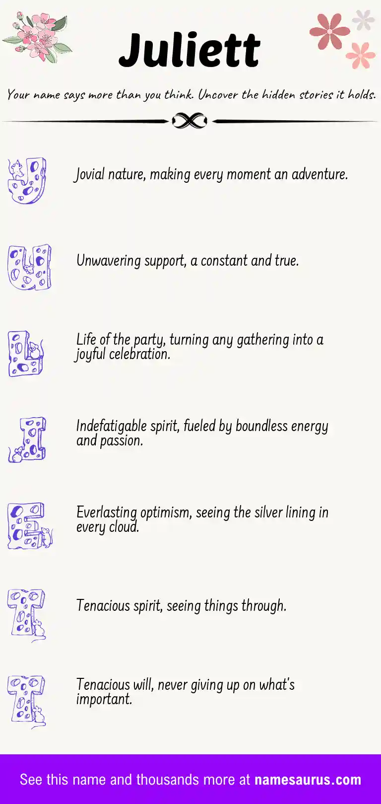 Acrostic poem about Juliett.